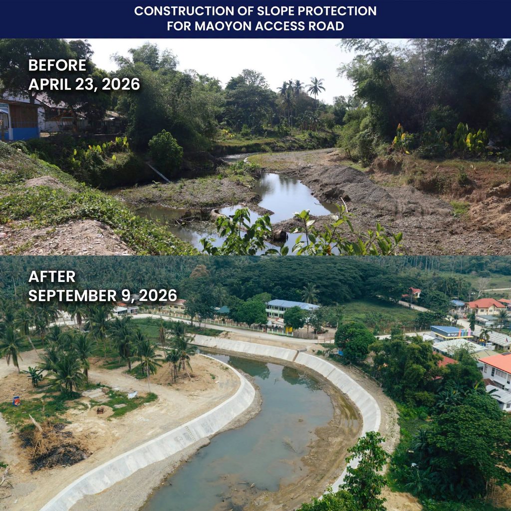 SLOPE PROTECTION SA MAOYON ACCESS ROAD, NATAPOS NA 45.10% AHEAD OF SCHEDULE