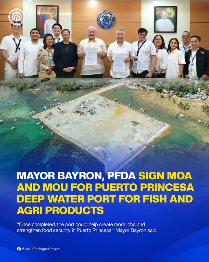 MAYOR BAYRON, PFDA SIGN MOA AND MOU FOR PUERTO PRINCESA DEEP WATER PORT FOR FISH AND AGRI PRODUCTS